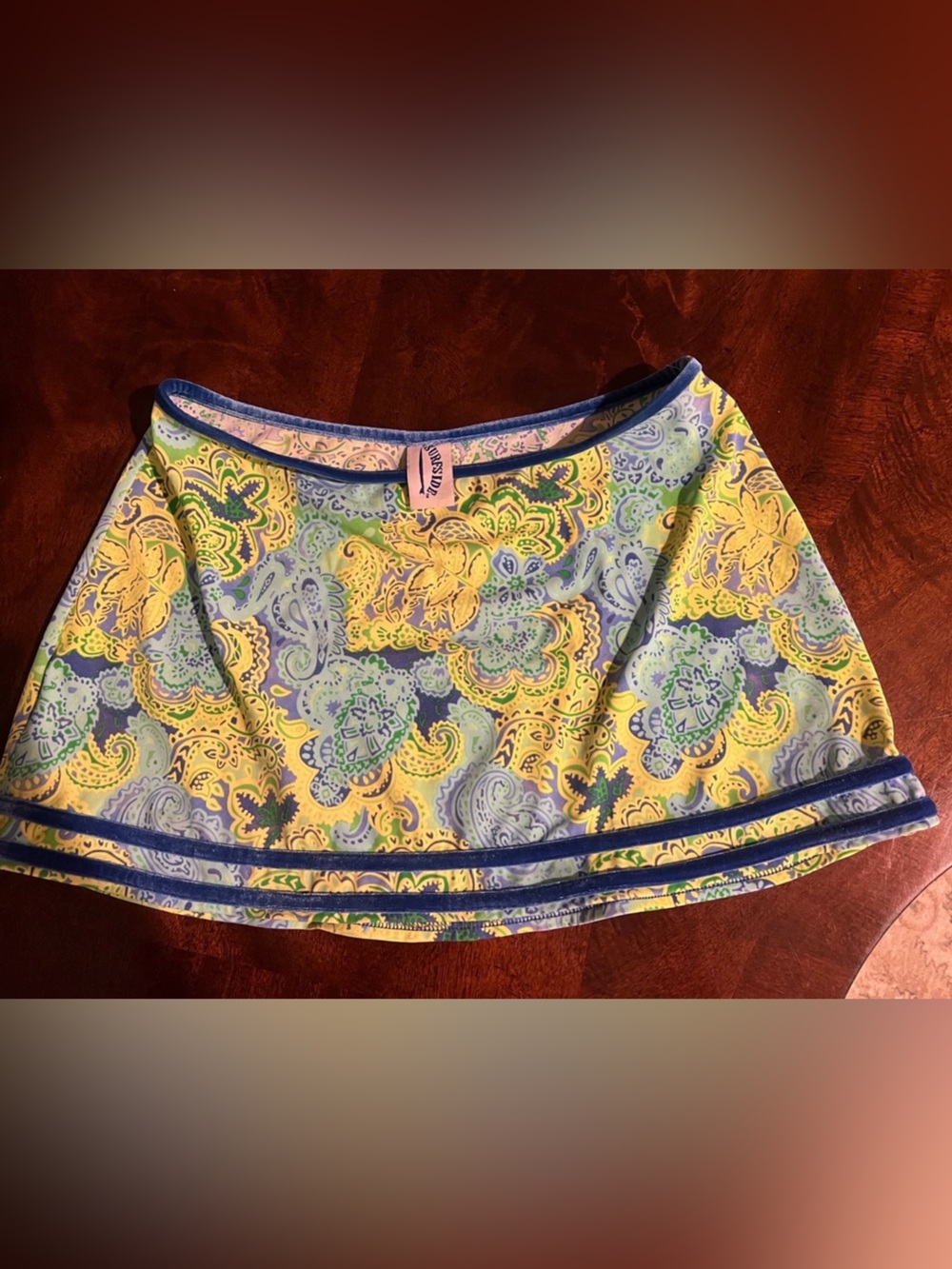 Surfside Paisley Print Swim Skirt with Blue Trim
